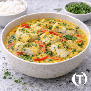 Curry de cabillaud au lait de coco