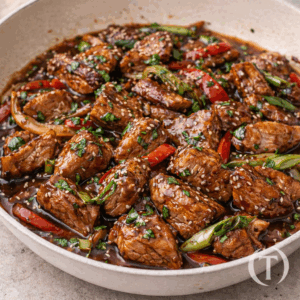 Wok de canard, miel, vinaigre balsamique