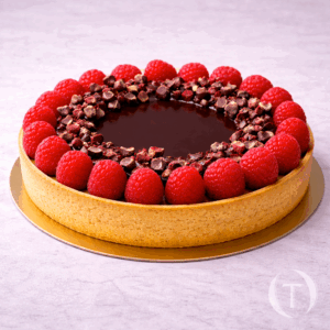 Tarte framboise chocolat, bleuets
